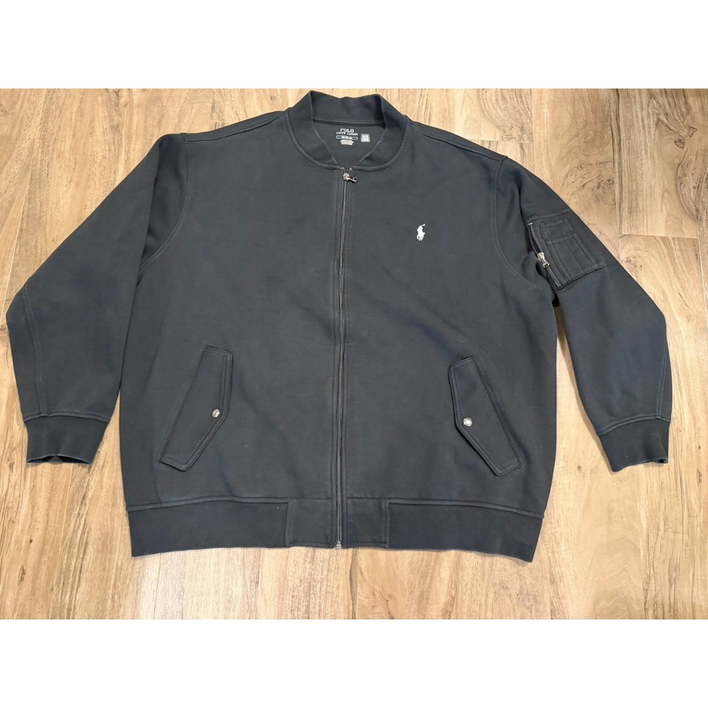 Polo Ralph Lauren Jacket Mens 3XB Black Double Knit Bomber Tech Performance